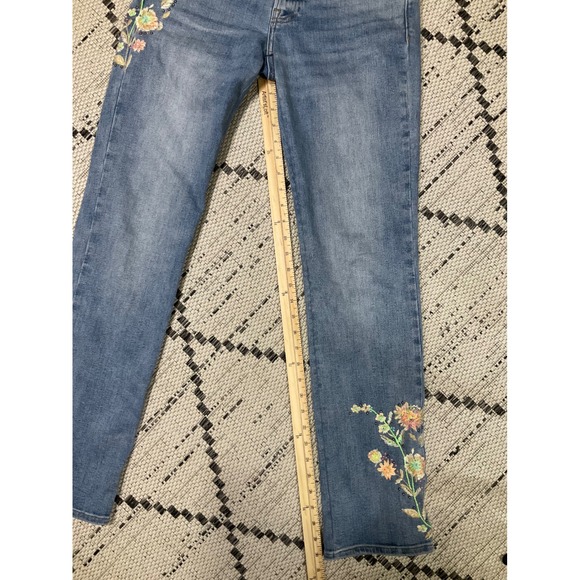 Lucky Brand Sweet Mid‎ Rise Straight Jeans 4/27R Floral Embroidered Boho - Picture 14 of 15